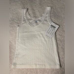 New with tags Brandy Melville 100% cotton tank top. Ribbed, pointelle, white top